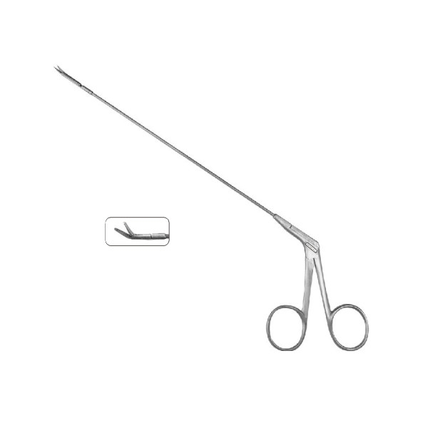 909 Micro Laryngeal Forcep Serrated Jaw Curved Upward 25cm