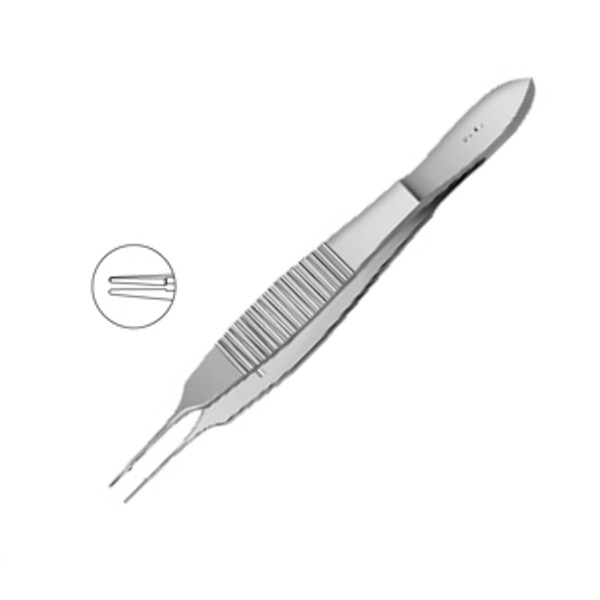 Castroviejo Tying Forceps Platorm Serrated Wide Handle Curved MI 639B