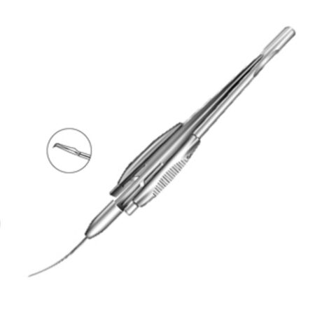 Medelec Capsulorhexis Forceps 23 Gauge Curved Shaft MI 672